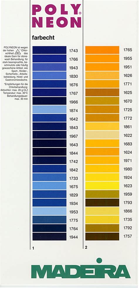Madeira Thread Chart Color List