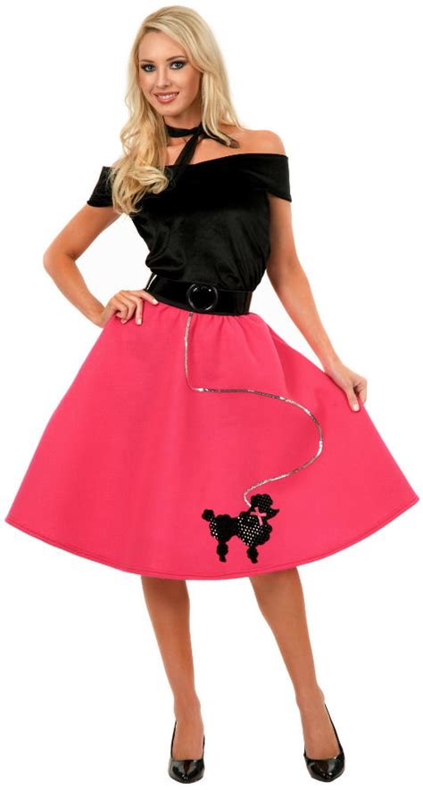 Womens Bubblegum Pink Poodle Skirt 50s Sock Hop Costume