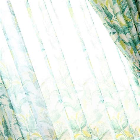 Swaying In The Breeze Green Palm Tree Leaf Voile Sheer Curtain Voila