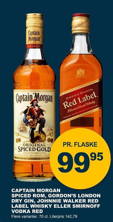 Captain Morgan Spiced Rom Gordon S London Dry Gin Johnnie Walker Red Label Whisky Eller