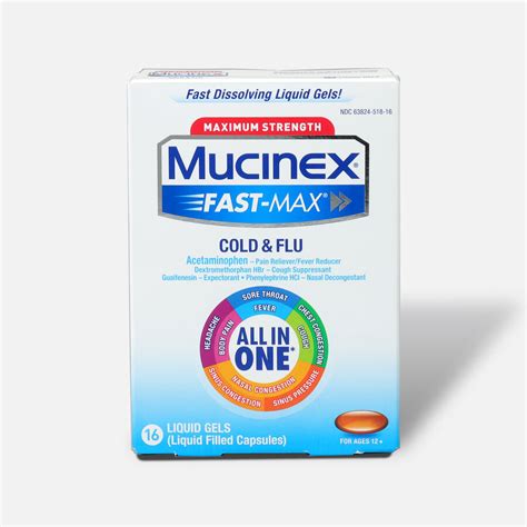 Mucinex Fast Max Liquid Gels Cold And Flu 16 Ct