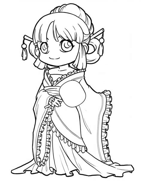 Princess zelda coloring pages photo 66056 | lineart: Cute Princess Chibi Drawing Coloring Page - NetArt