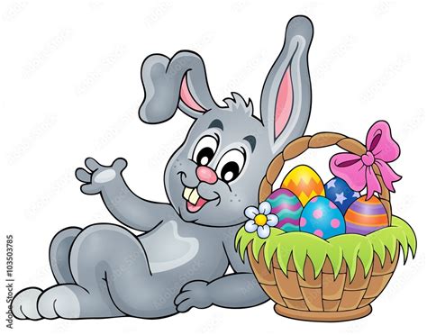 Vettoriale Stock Basket With Eggs And Easter Bunny 2 Adobe Stock
