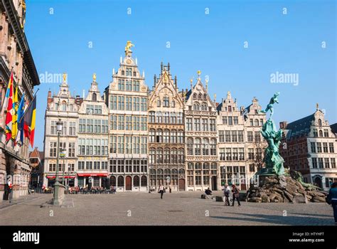 Antwerp Belgium March 17 Downtown Of Antwerp With Typical Old