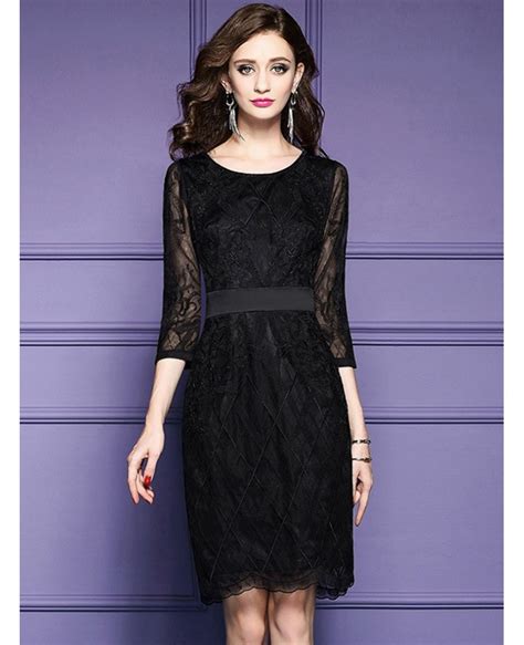 Brought to you by anthropologie, bhldn. Luxe Black Lace Sleeve Short Wedding Guest Dress Black Tie ...