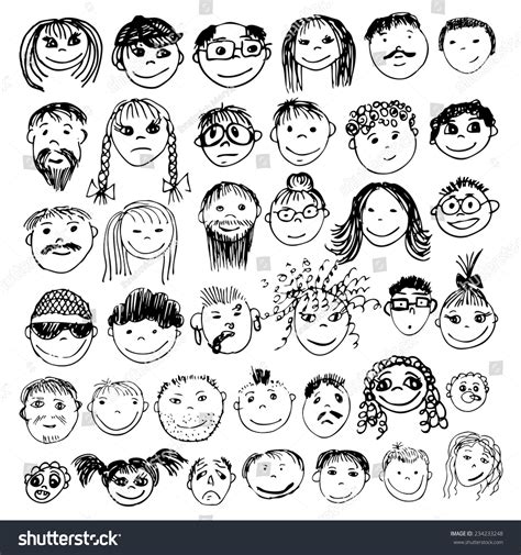 Stick Figure Faces Vector เวกเตอร์สต็อก ปลอดค่าลิขสิทธิ์ 234233248