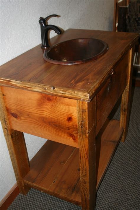 5 out of 5 stars. Barn Board Vanity with Log Trim Top — Barn Wood Furniture ...