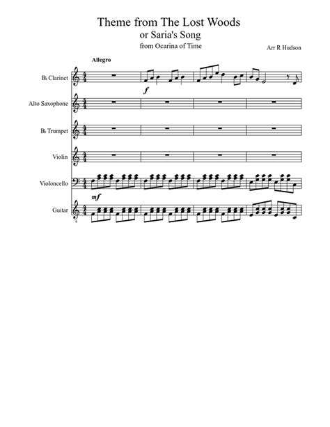 The Lost Woods Sheet Music For Clarinet Violin Alto Saxophone