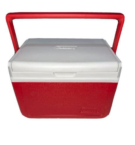 Vintage Red Coleman Flip Lid Personal Mini Cooler 5205 5qt Lunch Box 6