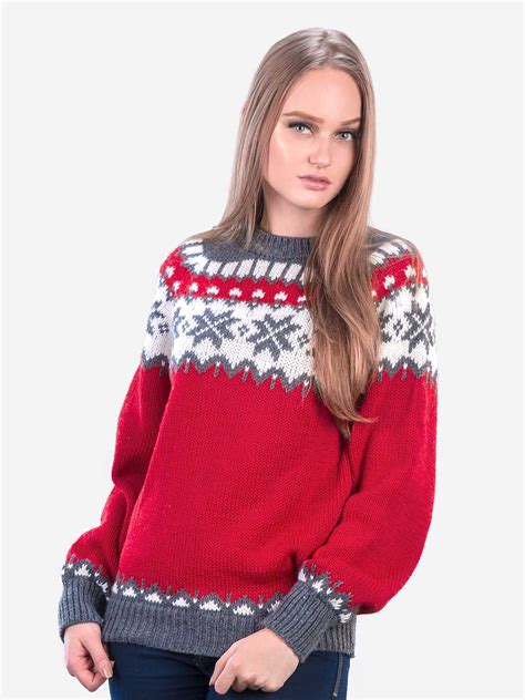 Christmas Alpaca Sweater For Women Handmade With Peruvian Alpaca Wool