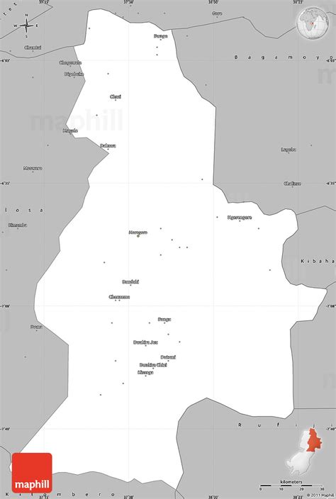 Gray Simple Map Of Morogoro