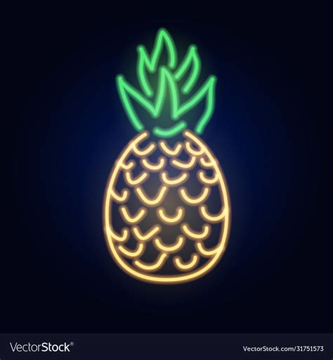 Neon Pineapple Fashion Sign Night Light Royalty Free Vector