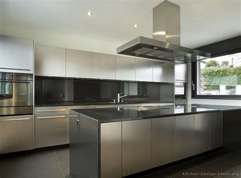 Stainless Steel Kitchen Cabinets With Black Granite Countertops