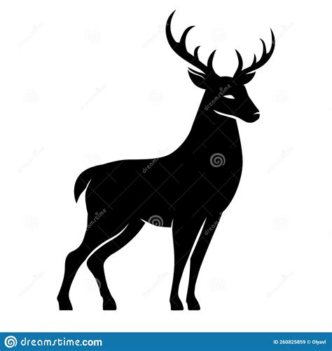 Black Silhouette Deer On White Background Stock Vector Illustration