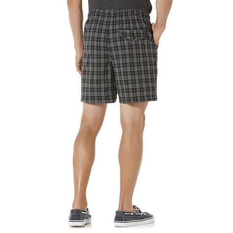 Basic Editions Mens Elastic Waist Shorts Plaid