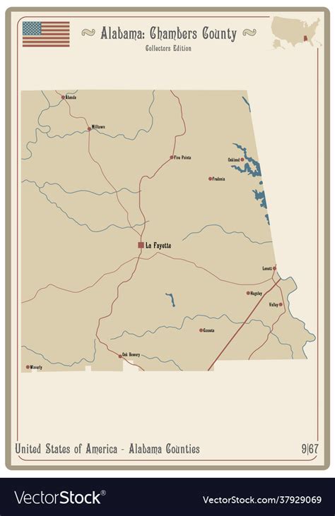 Map Chambers County In Alabama Royalty Free Vector Image
