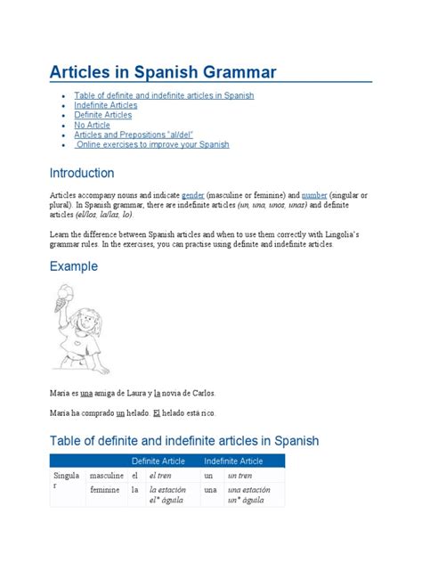 Articles In Spanish Grammar Pdf Grammatical Gender Grammatical Number
