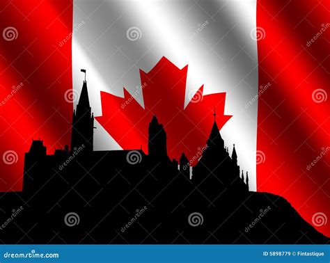 Canadian Parliament With Flag Stock Illustration Illustration Of