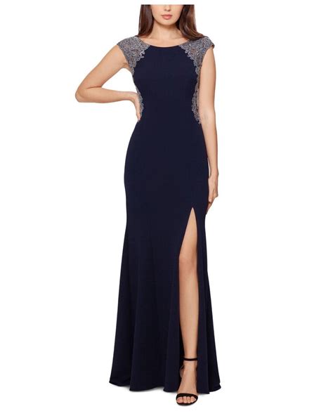 Xscape Embellished Lace Trim Gown In Blue Lyst