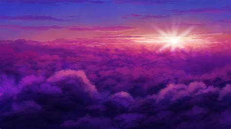 Download 1920x1080 Anime Landscape Clouds Sunset Wallpapers For