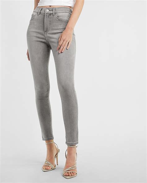 Express High Waisted Knit Gray Skinny Jeans In Gray Express Style Trial
