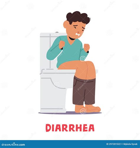 Child with Diarrhea Sits on a Toilet, Uncomfortable and Grimacing