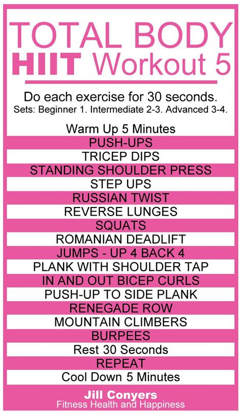 Total Body No Excuses Hiit Workout 5 Jill Conyers Hiit Workout