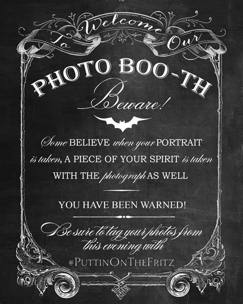 Chalkboard Photo Booth Printable Sign For Halloween Horror Goth