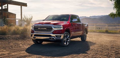 2019 Ram 1500 Red Color Off Road Front Side View Park