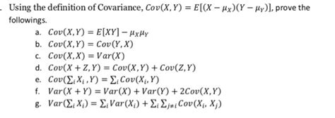 Solved Using The Definition Of Covariance Covxy E X