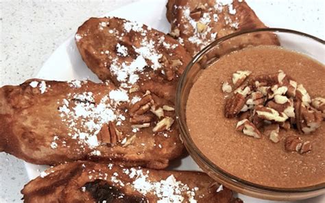 Peanut Butter French Toast Dippers With Maple Pecan Dipping Sauce