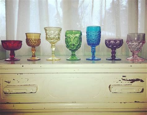 Vintage Goblets Rainbow Colorful Drinkware Glassware Indiana Glass Vintage Goblets