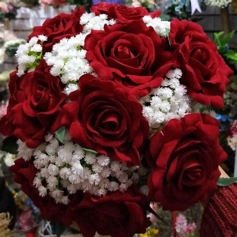 2018 Real Images Artificial Red Rose Wedding Bouquet