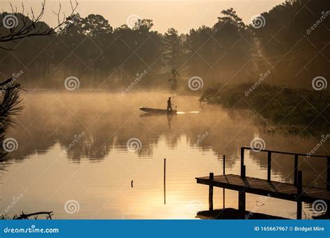 Foggy Morning On The Lake Stock Image Image Of Water 165667967