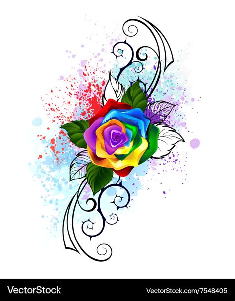 Patterned Rainbow Rose Royalty Free Vector Image