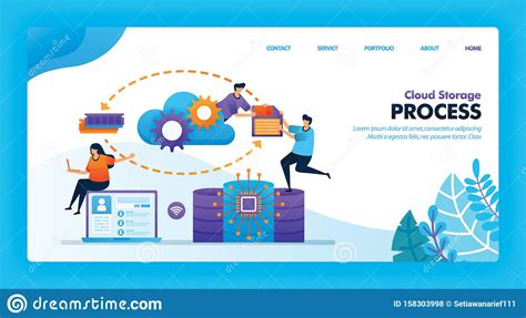 Landing Page Vector Design Of Cloud Storage Process. Easy To Edit And