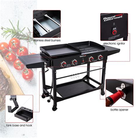 Royal Gourmet 4 Burner Portable Flat Top Gas Grill And Griddle Combo