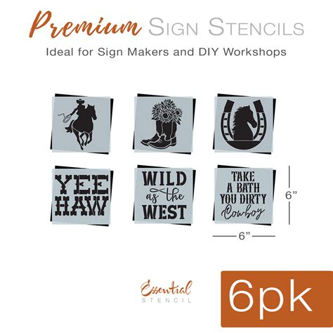 Reusable Wild As The West Mini Sign Stencils 6 Pack Essential Stencil