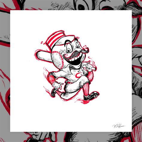 Mr Redlegs Mr Red Cincinnati Reds Mascot Baseball Illustrated Etsy