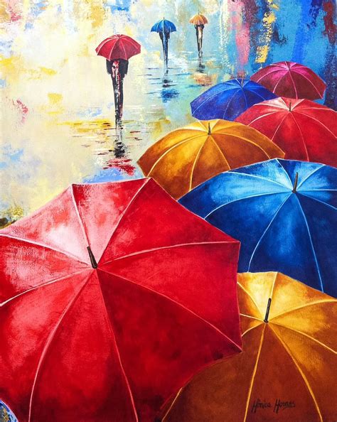 Monica Moraes Art Acrylic On Canvas Umbrellas Contemporary Art Painting