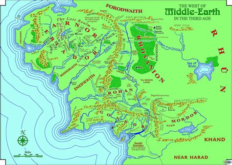 This Is A Really Good Map Of Middle Earth Especially For River Names