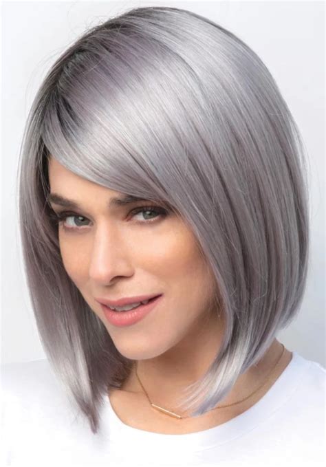 Silver Bob Hairstyle 12 Inches Synthetic Hair Capless Straight Wigs