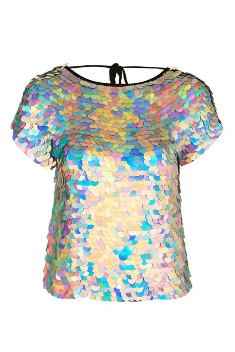 Hologram Sequin Tee By Rosa Bloom Topshop Holographic Top Hologram