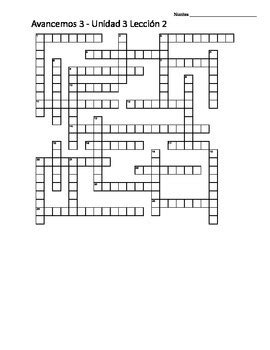 2 emo 3 skater 4 heavy 2 speaker 4 i what's your opinion on people downloading music and videos? Avancemos 3 - Unit 3 Lesson 2 Vocabulary Crossword with ...