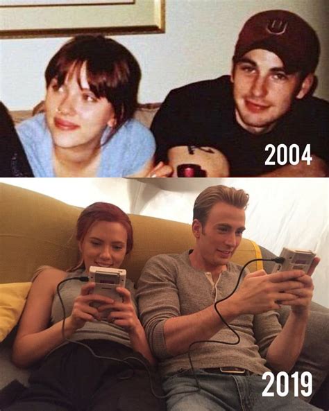 Johansson and evans are both seen playing tetris on the original game boy, link cables and all, and full of smiles. Pin on Marvel