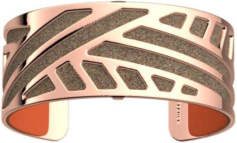 les georgettes bundle bracelet jonc en or rose 25 mm avec insert en cuir pailleté