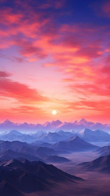 Premium Photo A Beautiful Sunset Over A Mountain Range