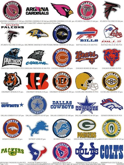 77 Nfl Football All 32 Teams Sports Logos Embroidery Machine Etsy