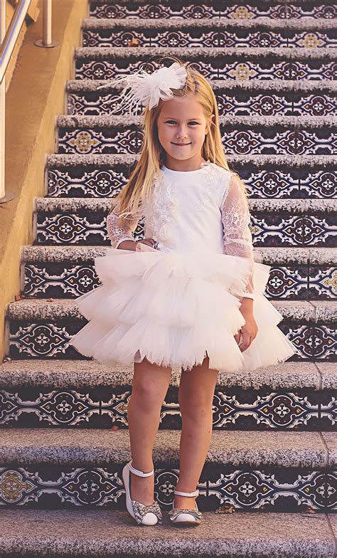 pretty white tulle and organza dress this is beautiful for flower girls and parties little