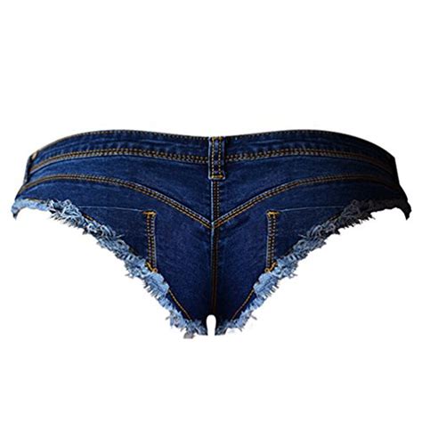 Vograce Womens Low Rise Mini Denim Shorts Denim Thong Cheeky Jeans Shorts Buy Online In Uae